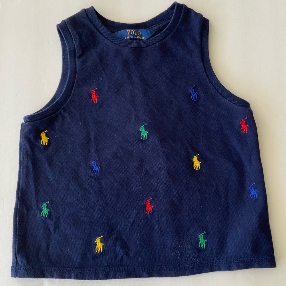 Polo Ralph Lauren Spectre Boys Navy Logo Sleeveless Top - S Small 7 - EUC